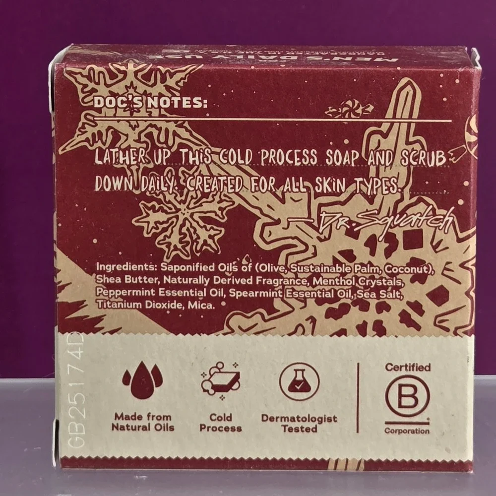 Dr Squatch Natural Soap Mens 5oz Frosty Peppermint Limited Edition Holiday